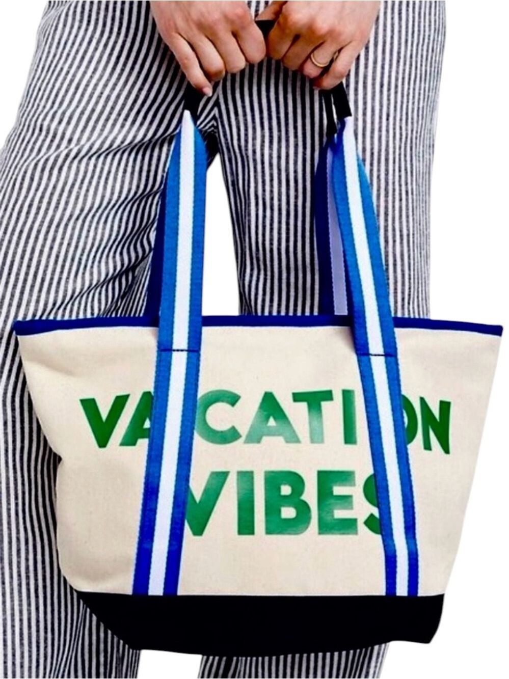 Old Navy Large Graphic Tote Bag Navy and Green Vacation Vibes